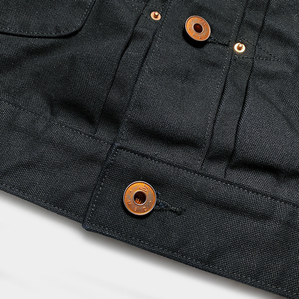 BZEN M.3139RR WAYLON2-CBB REGULAR FIT BLACK CANVAS PLEATED FRONT 2 POCKET JACKET-12.5OZ-E0 BLACK