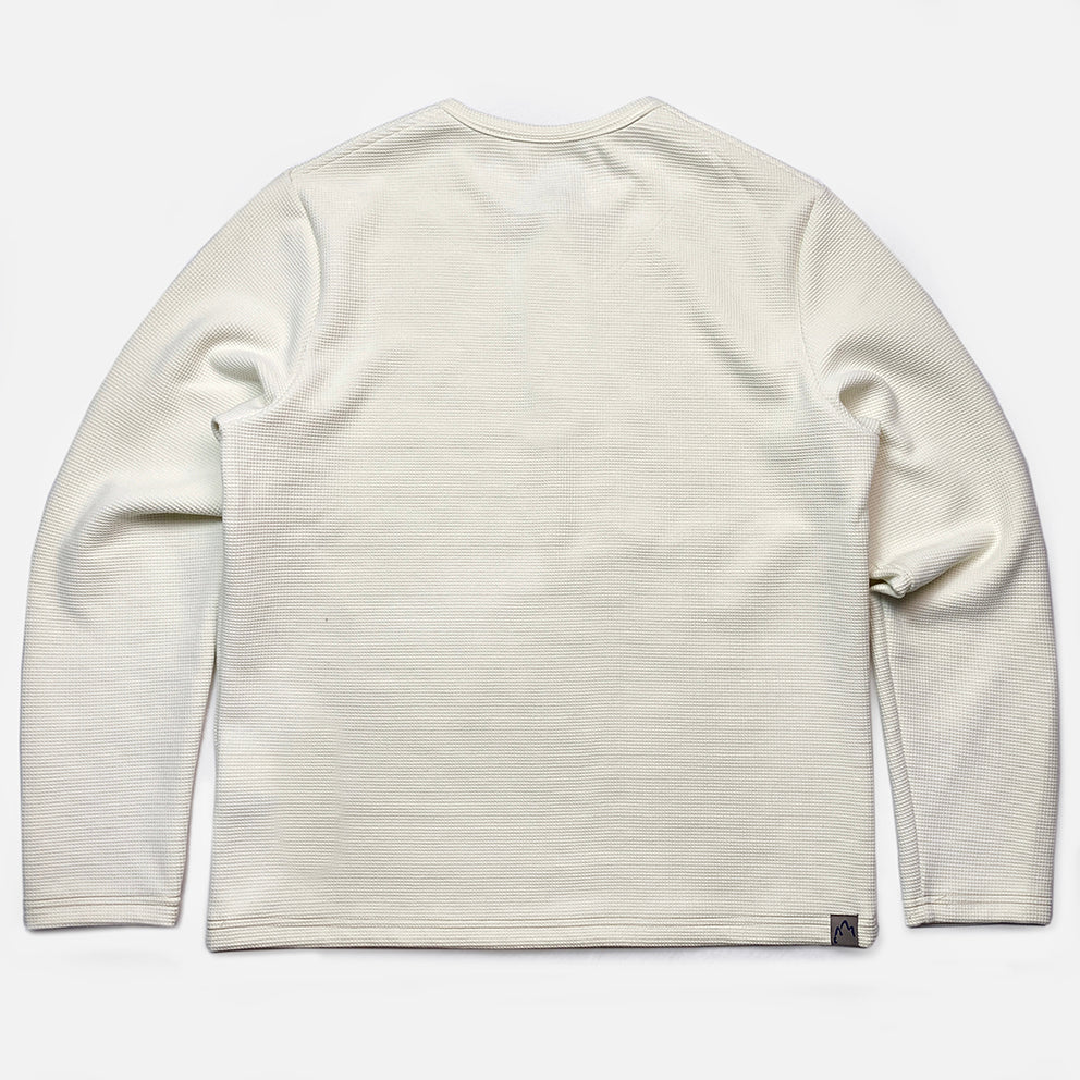 M.3084 MIZUIRO-WN REGULAR FIT LONG SLEEVE WAFFLE KNIT 3 BUTTON HENLEY-410GSM-E0 NATURAL