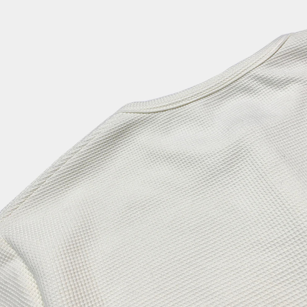 M.3084 MIZUIRO-WN REGULAR FIT LONG SLEEVE WAFFLE KNIT 3 BUTTON HENLEY-410GSM-E0 NATURAL