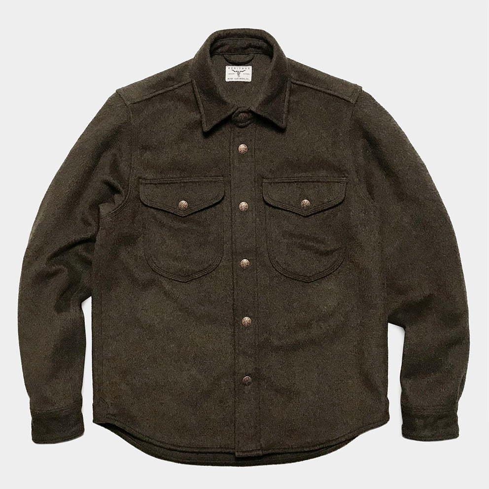 BZEN M.3239R-NORDIC REGULAR FIT TRIPLE NEEDLE WOOL BLEND MELTON SHIRT-800GSM-E0 BROWN