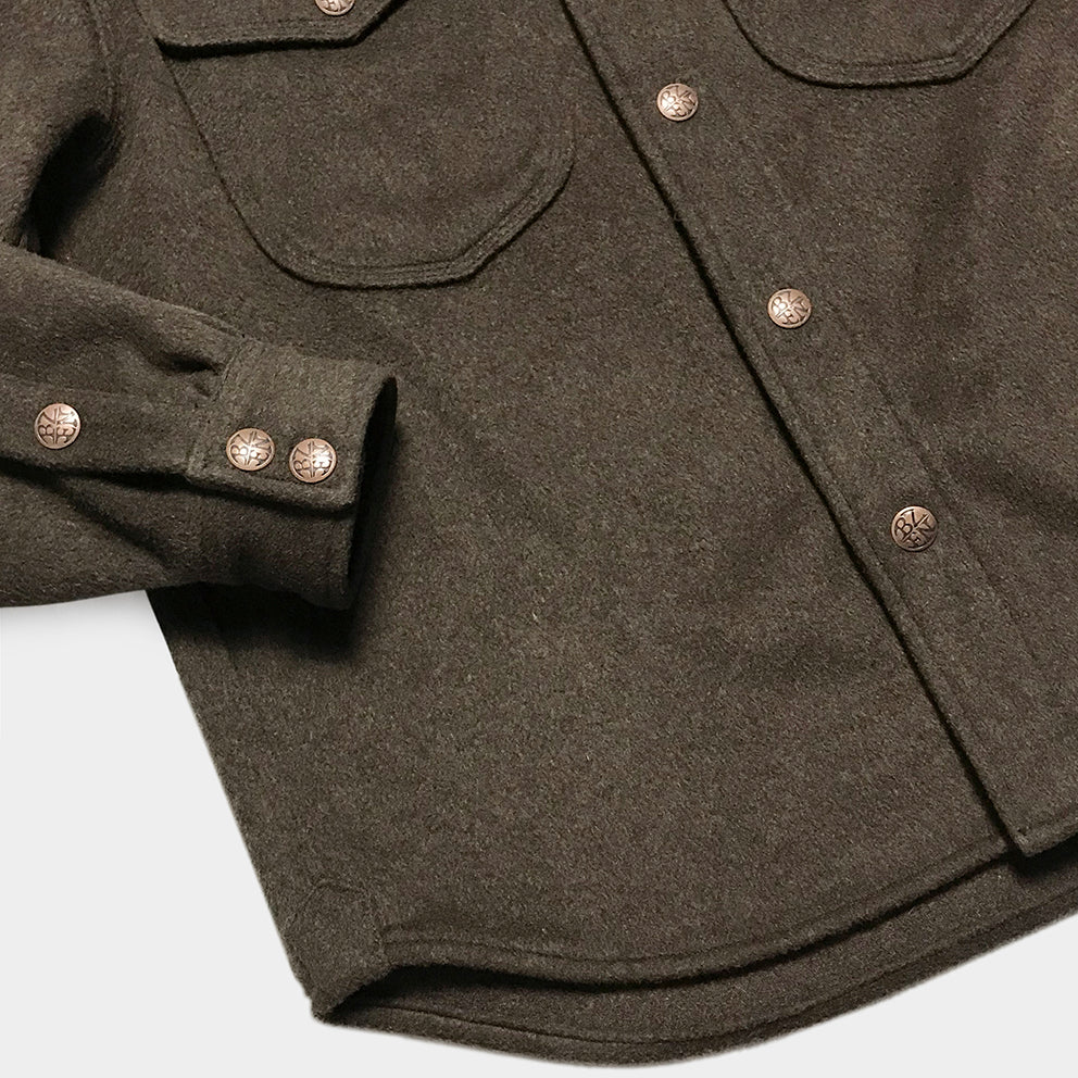 BZEN M.3239R-NORDIC REGULAR FIT TRIPLE NEEDLE WOOL BLEND MELTON SHIRT-800GSM-E0 BROWN