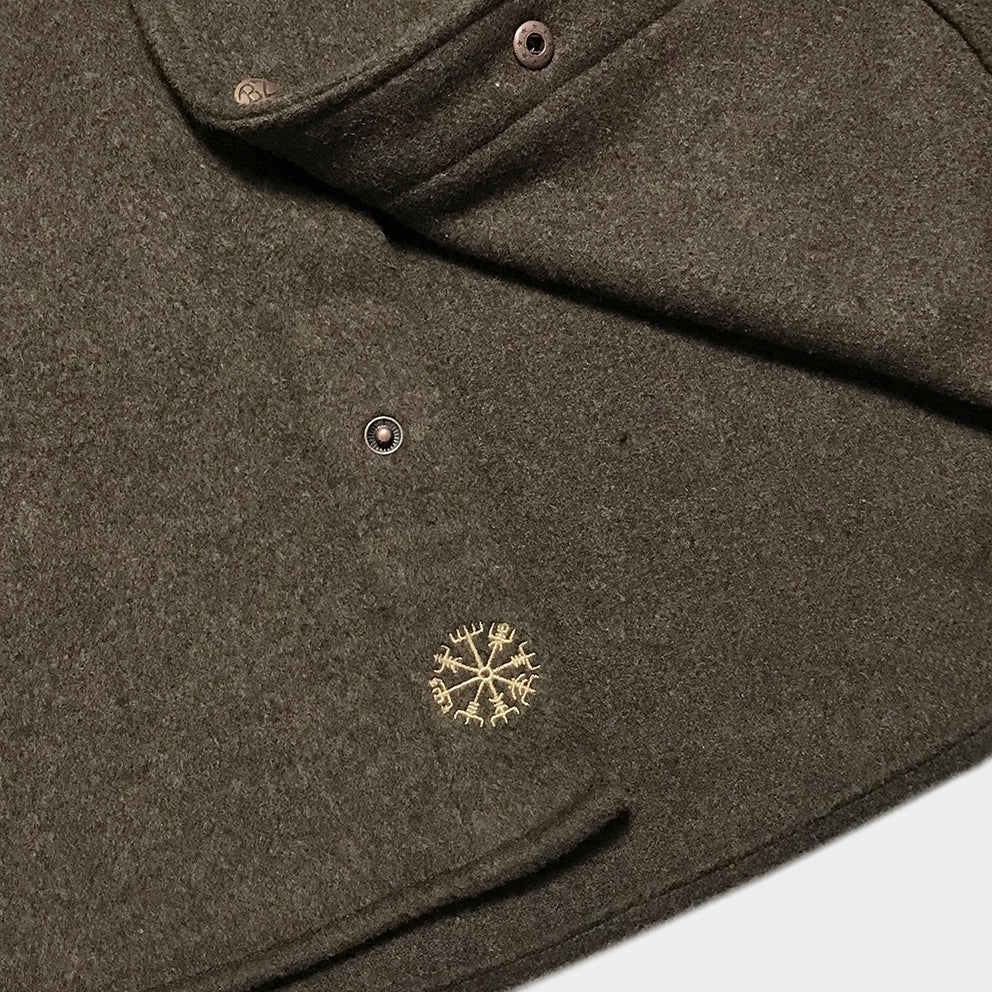 BZEN M.3239R-NORDIC REGULAR FIT TRIPLE NEEDLE WOOL BLEND MELTON SHIRT-800GSM-E0 BROWN