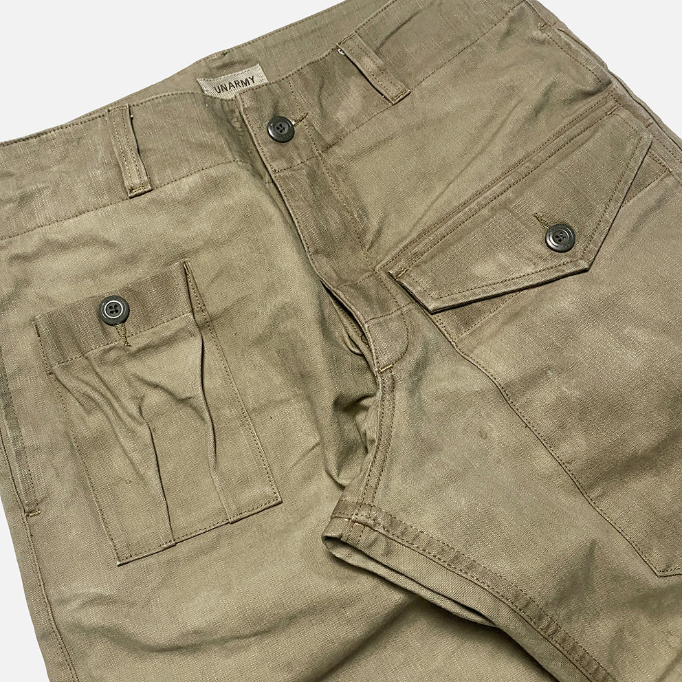 BZEN M.1119R L32 RANGER-MGC6 REGULAR FIT BRITISH MILITARY INSPIRED 6 POCKET CANVAS VEGGIE DYED PANT-12.5OZ-E0 MOSS GREEN
