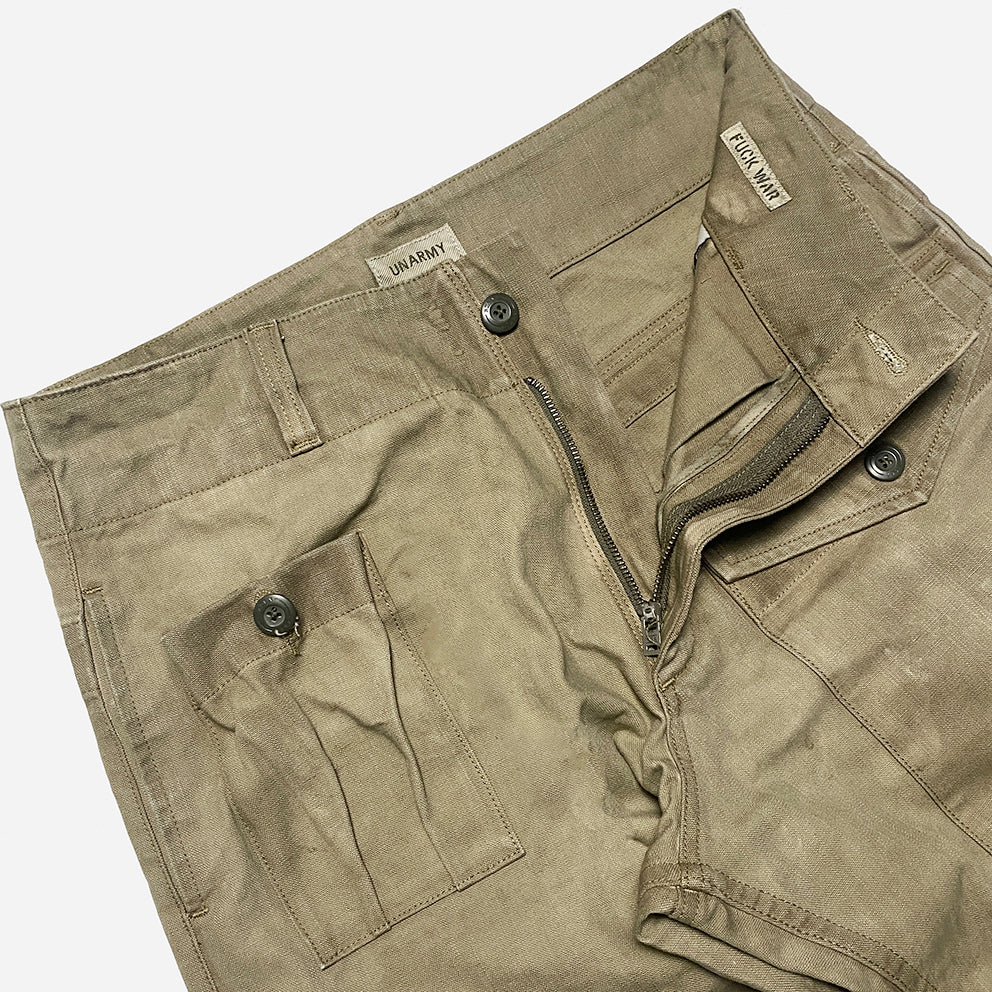 BZEN M.1119R L32 RANGER-MGC6 REGULAR FIT BRITISH MILITARY INSPIRED 6 POCKET CANVAS VEGGIE DYED PANT-12.5OZ-E0 MOSS GREEN