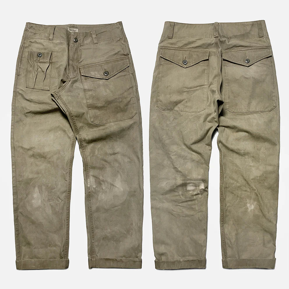 BZEN M.1119R L32 RANGER-MGC6 REGULAR FIT BRITISH MILITARY INSPIRED 6 POCKET CANVAS VEGGIE DYED PANT-12.5OZ-E0 MOSS GREEN