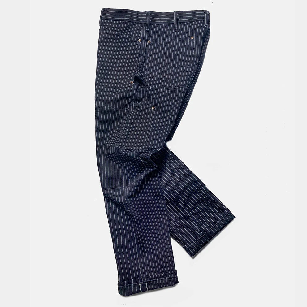 BZEN M.1279 JETHRO-STR DOUBLE PANEL FRONT 6 POCKET SELVEDGE INDIGO STRIPE DENIM PAINTER JEAN-13.8oz-HRH INDIGO STRIPE