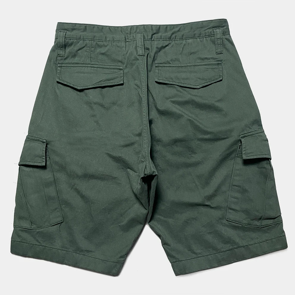 BZEN M.1045 MASH2-T6 REGULAR FIT AERO INSPIRED 6 POCKET TWILL CARGO SHORT-9OZ-E0 GREEN
