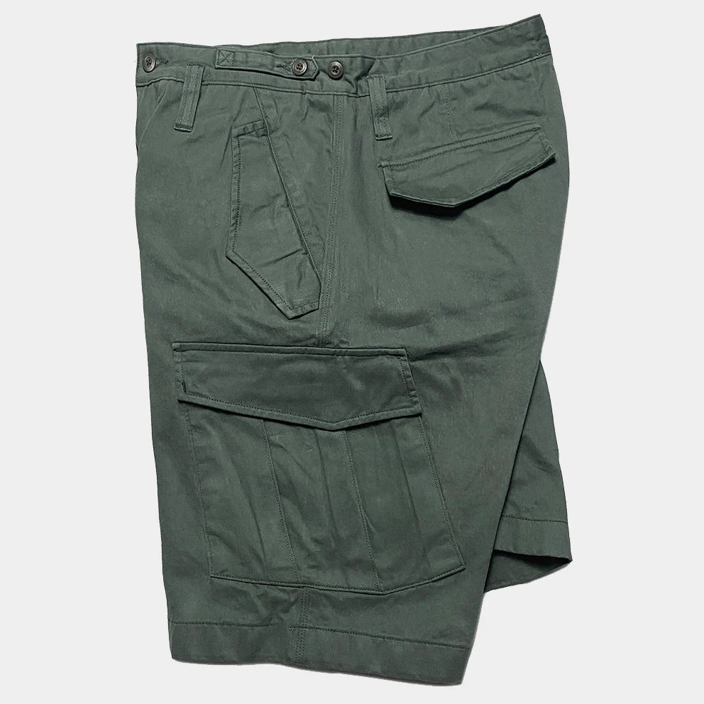BZEN M.1045 MASH2-T6 REGULAR FIT AERO INSPIRED 6 POCKET TWILL CARGO SHORT-9OZ-E0 GREEN