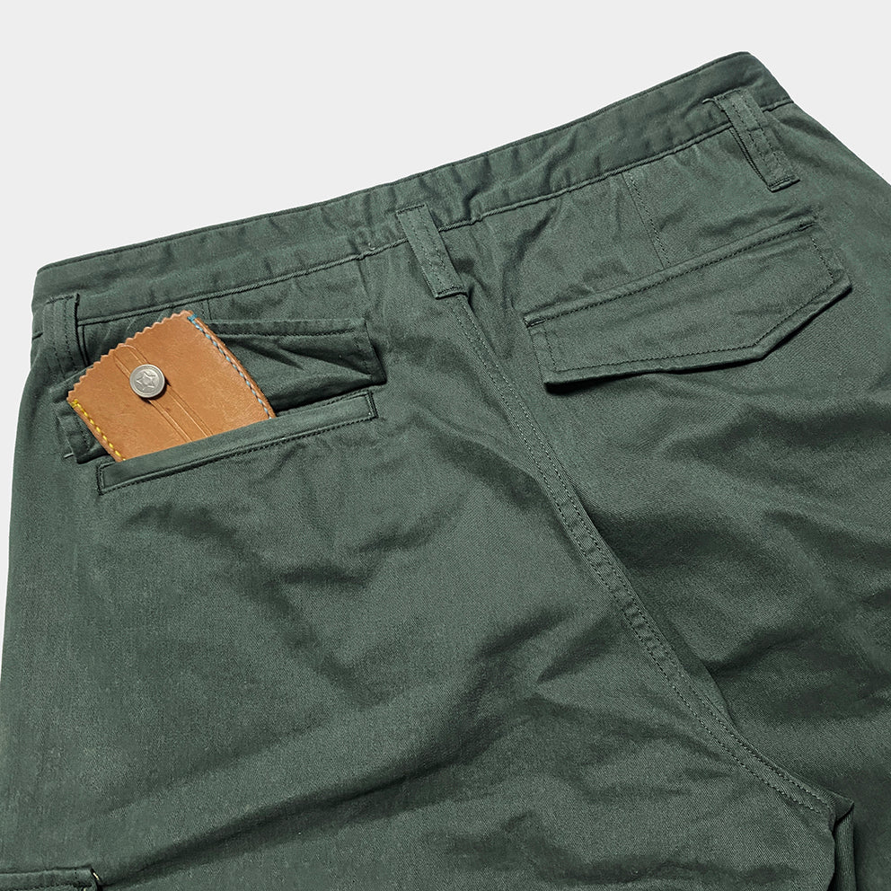 BZEN M.1045 MASH2-T6 REGULAR FIT AERO INSPIRED 6 POCKET TWILL CARGO SHORT-9OZ-E0 GREEN