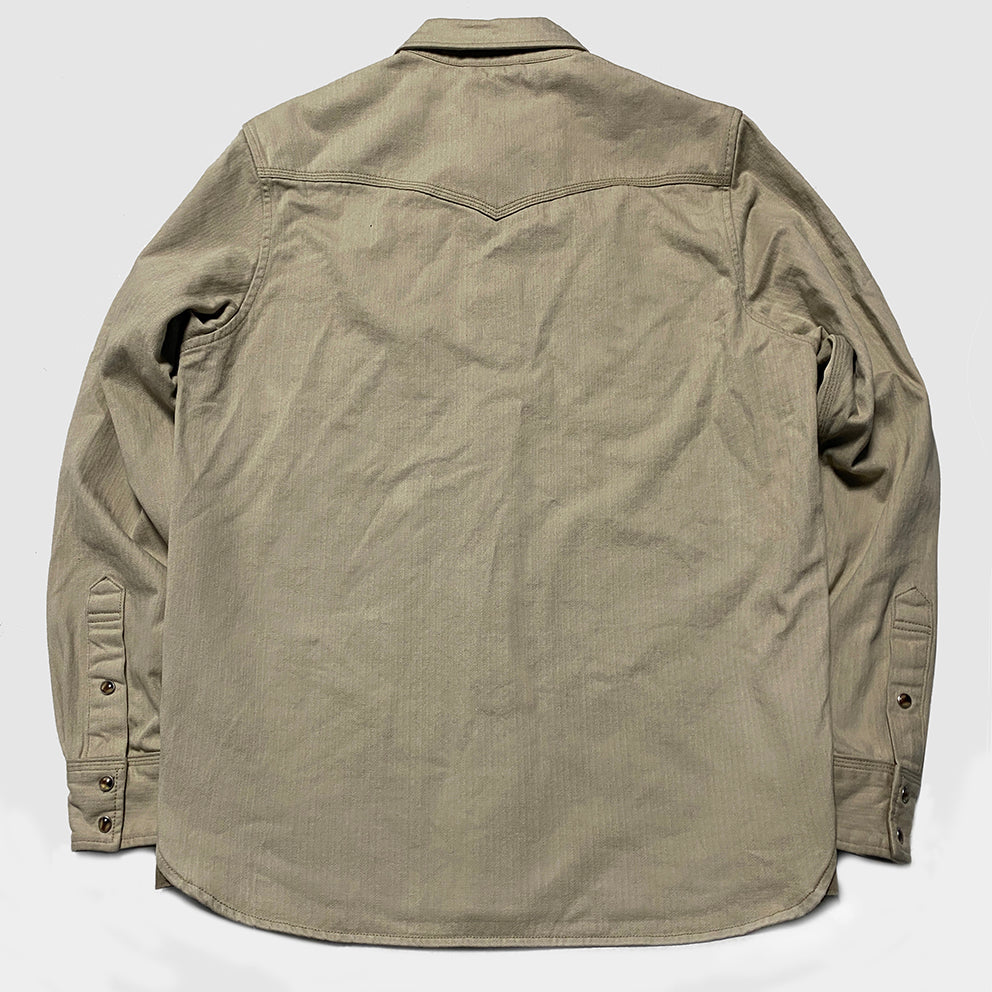 BZEN M3239R JESSE-CBHB REGULAR FIT HBT COLOR BLOCK 2 POCKET SHIRT-6OZ-E0 TAN