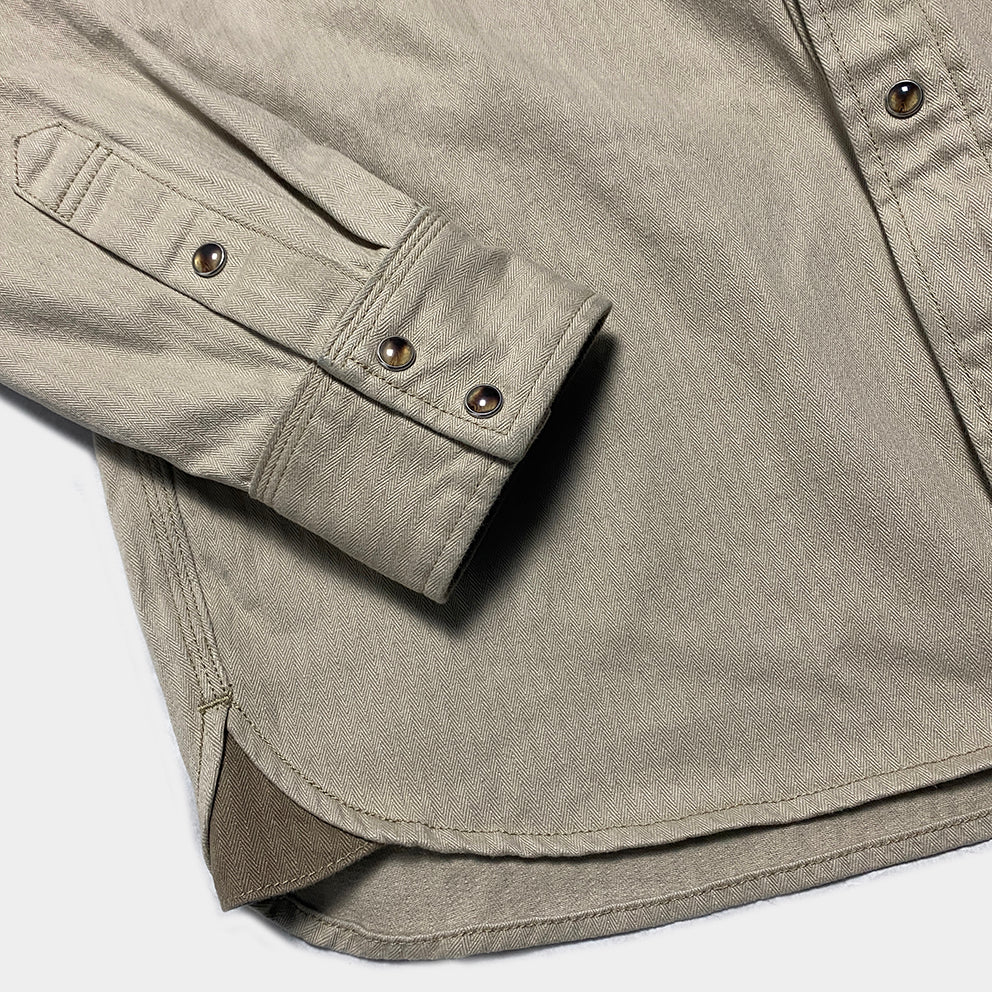 BZEN M3239R JESSE-CBHB REGULAR FIT HBT COLOR BLOCK 2 POCKET SHIRT-6OZ-E0 TAN