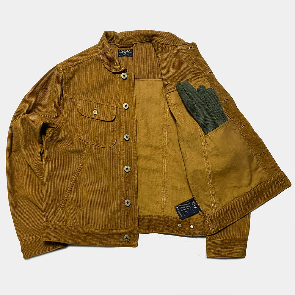 BZEN M.3139RR GARCIA 11W REGULAR FIT 4 POCKET VEGGIE DYED CORDUROY JACKET-11 WALE-E0 CARAMEL