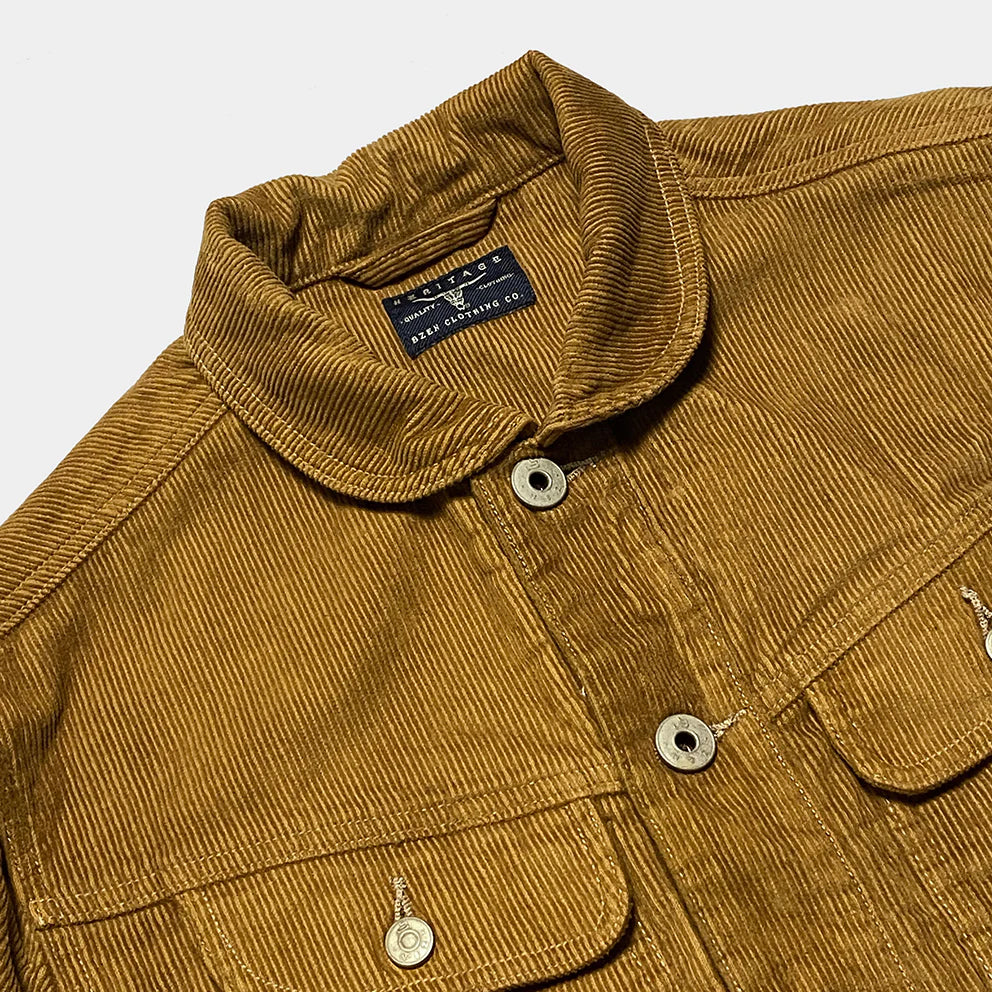 BZEN M.3139RR GARCIA 11W REGULAR FIT 4 POCKET VEGGIE DYED CORDUROY JACKET-11 WALE-E0 CARAMEL