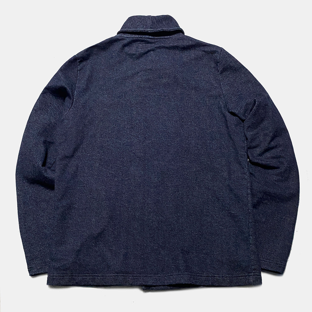 BZEN M.3037 ERNEST 2 POCKET SHAWL COLLAR INDIGO FRENCH TERRY CARDIGAN-425GSM-E0 INDIGO