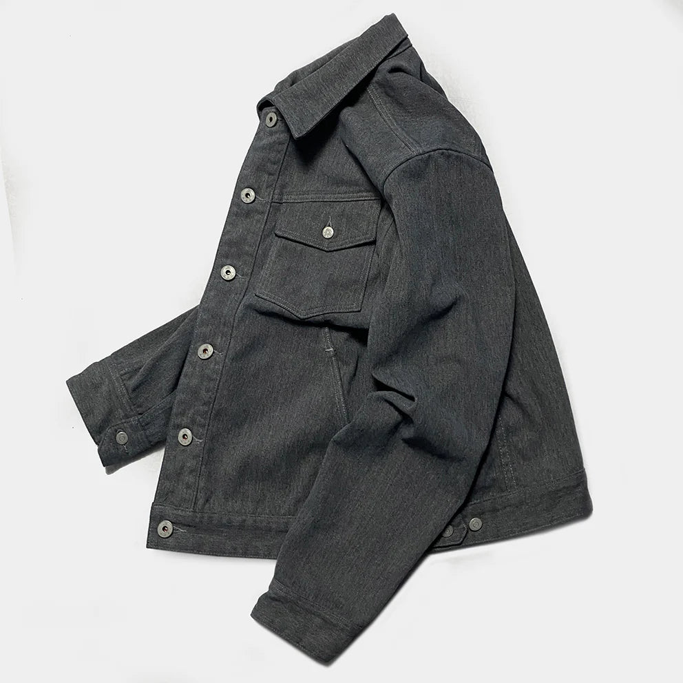 BZEN M.3139RR GARCIA2-BG REGULAR FIT 4 POCKET TOP SIDE BRUSHED GREY TWILL JACKET-12OZ-E0 GREY