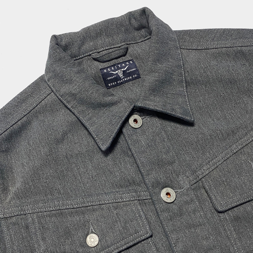 BZEN M.3139RR GARCIA2-BG REGULAR FIT 4 POCKET TOP SIDE BRUSHED GREY TWILL JACKET-12OZ-E0 GREY