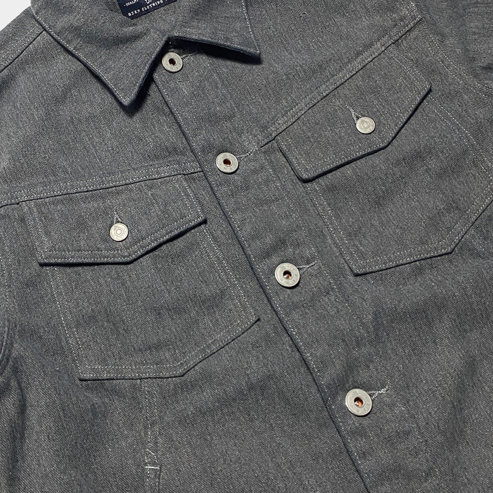 BZEN M.3139RR GARCIA2-BG REGULAR FIT 4 POCKET TOP SIDE BRUSHED GREY TWILL JACKET-12OZ-E0 GREY