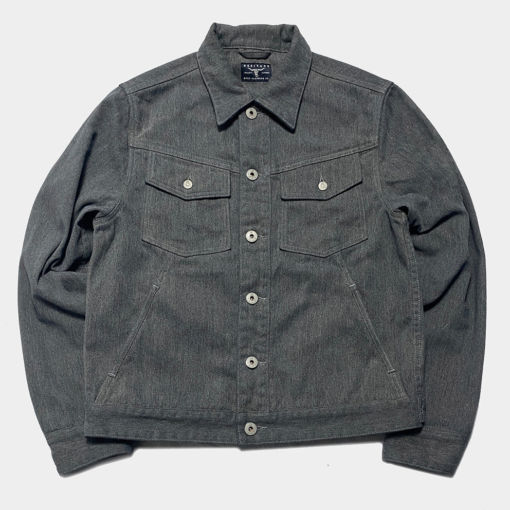 BZEN M.3139RR GARCIA2-BG REGULAR FIT 4 POCKET TOP SIDE BRUSHED GREY TWILL JACKET-12OZ-E0 GREY