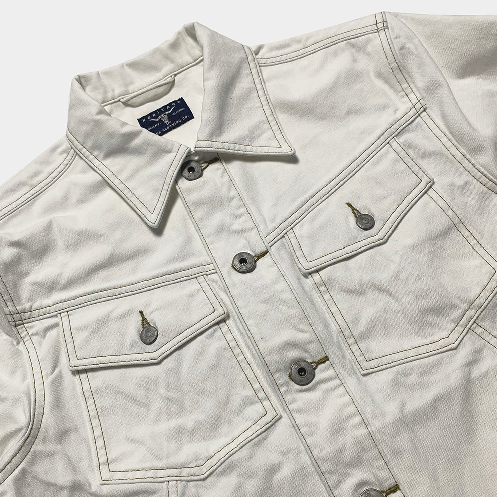 Bzen M.3139RR Garcia 2 WC Reg Fit 4 Pocket White Canvas Jacket 12.5oz (White)