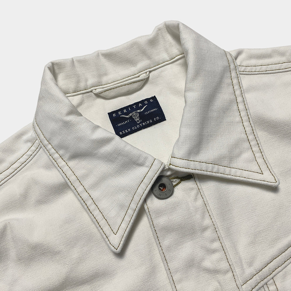 Bzen M.3139RR Garcia 2 WC Reg Fit 4 Pocket White Canvas Jacket 12.5oz (White)