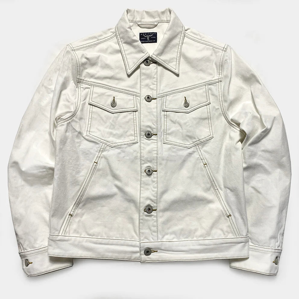 Bzen M.3139RR Garcia 2 WC Reg Fit 4 Pocket White Canvas Jacket 12.5oz (White)