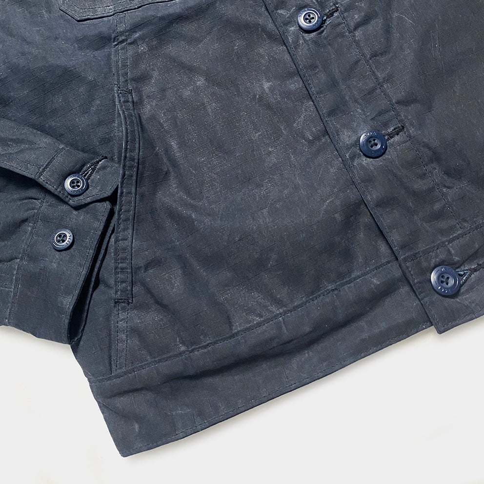 BZEN M.3139RR MAVERICK2-WXN REGULAR FIT 4 POCKET LINED WAXED RIP STOP JACKET-6OZ-WAX NAVY CAUTION:DO NOT WASH