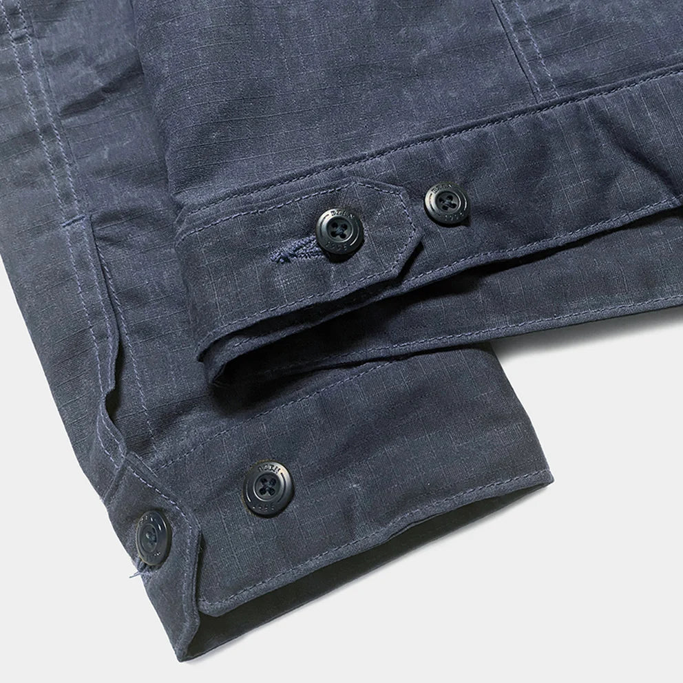 BZEN M.3139RR MAVERICK2-WXN REGULAR FIT 4 POCKET LINED WAXED RIP STOP JACKET-6OZ-WAX NAVY CAUTION:DO NOT WASH