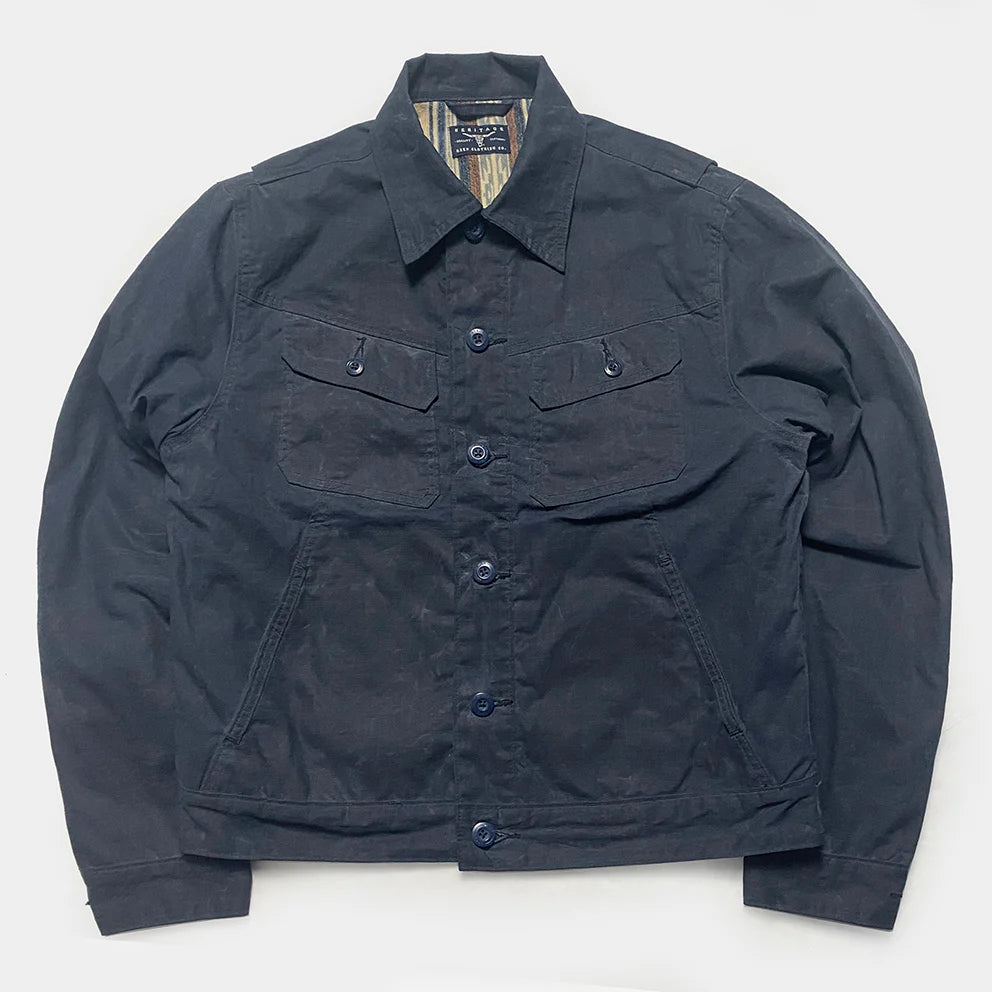 BZEN M.3139RR MAVERICK2-WXN REGULAR FIT 4 POCKET LINED WAXED RIP STOP JACKET-6OZ-WAX NAVY CAUTION:DO NOT WASH