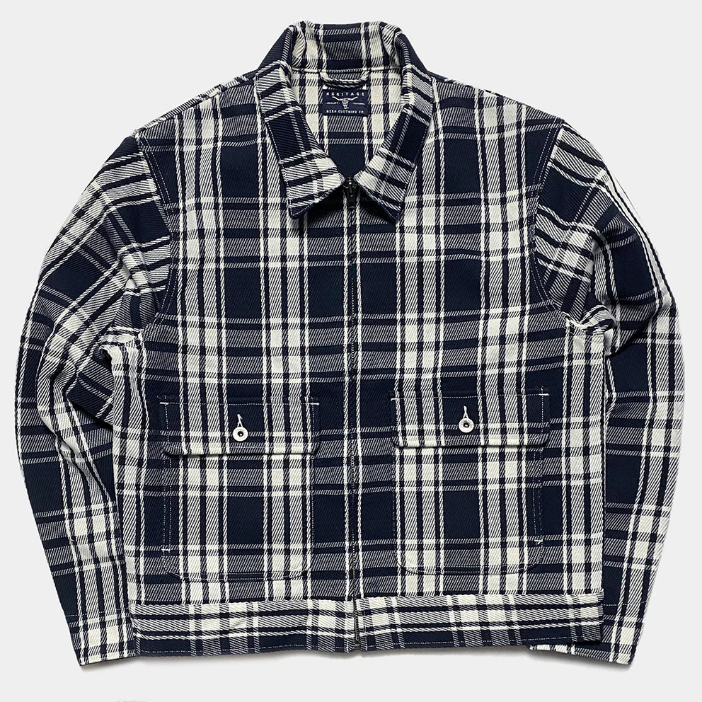 BZEN M.3315 MAVERICK-P REGULAR FIT UNLINED PLAID PILOT JACKET-E0 BLUE PLAID