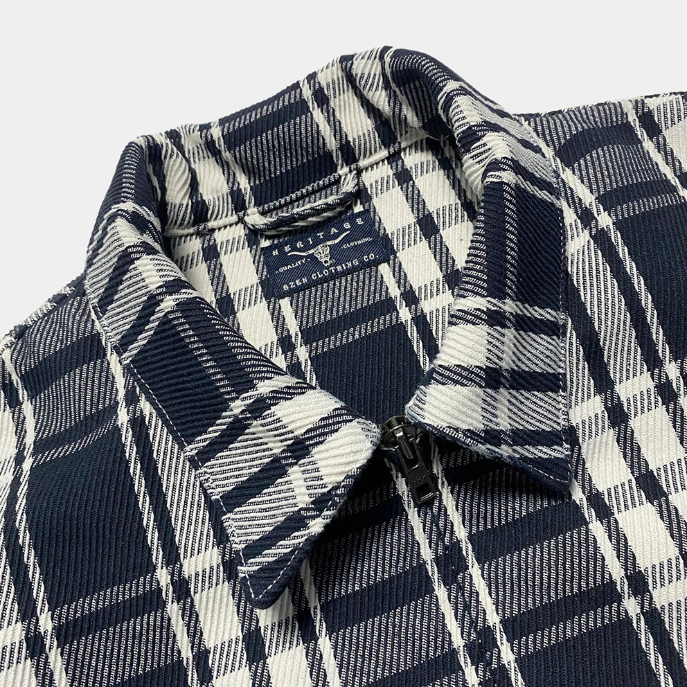 BZEN M.3315 MAVERICK-P REGULAR FIT UNLINED PLAID PILOT JACKET-E0 BLUE PLAID