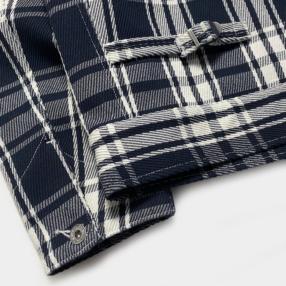 BZEN M.3315 MAVERICK-P REGULAR FIT UNLINED PLAID PILOT JACKET-E0 BLUE PLAID