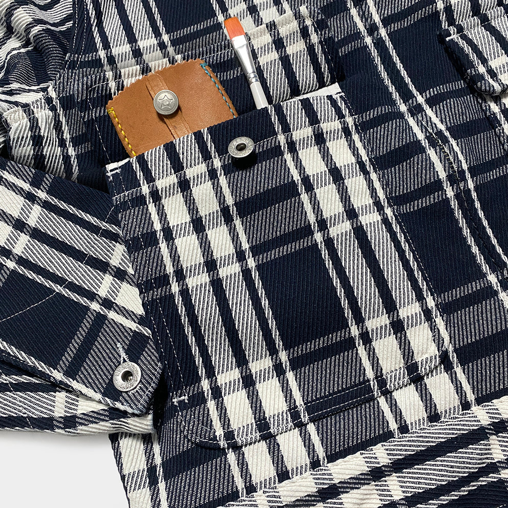 BZEN M.3315 MAVERICK-P REGULAR FIT UNLINED PLAID PILOT JACKET-E0 BLUE PLAID