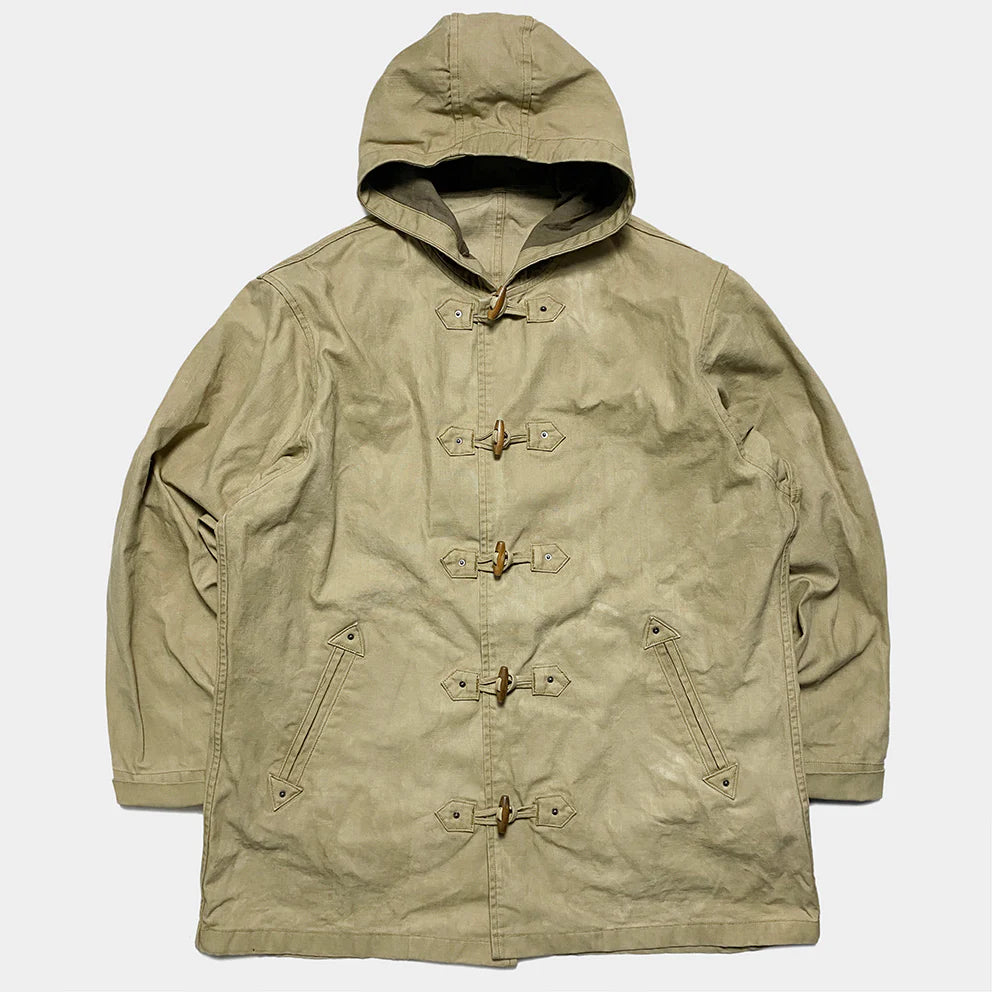 BZEN M.3230RR DUF-CMG REGULAR FIT VEGGIE DYED CANVAS DUFFLE COAT-12OZ-E0 MOSS GREEN