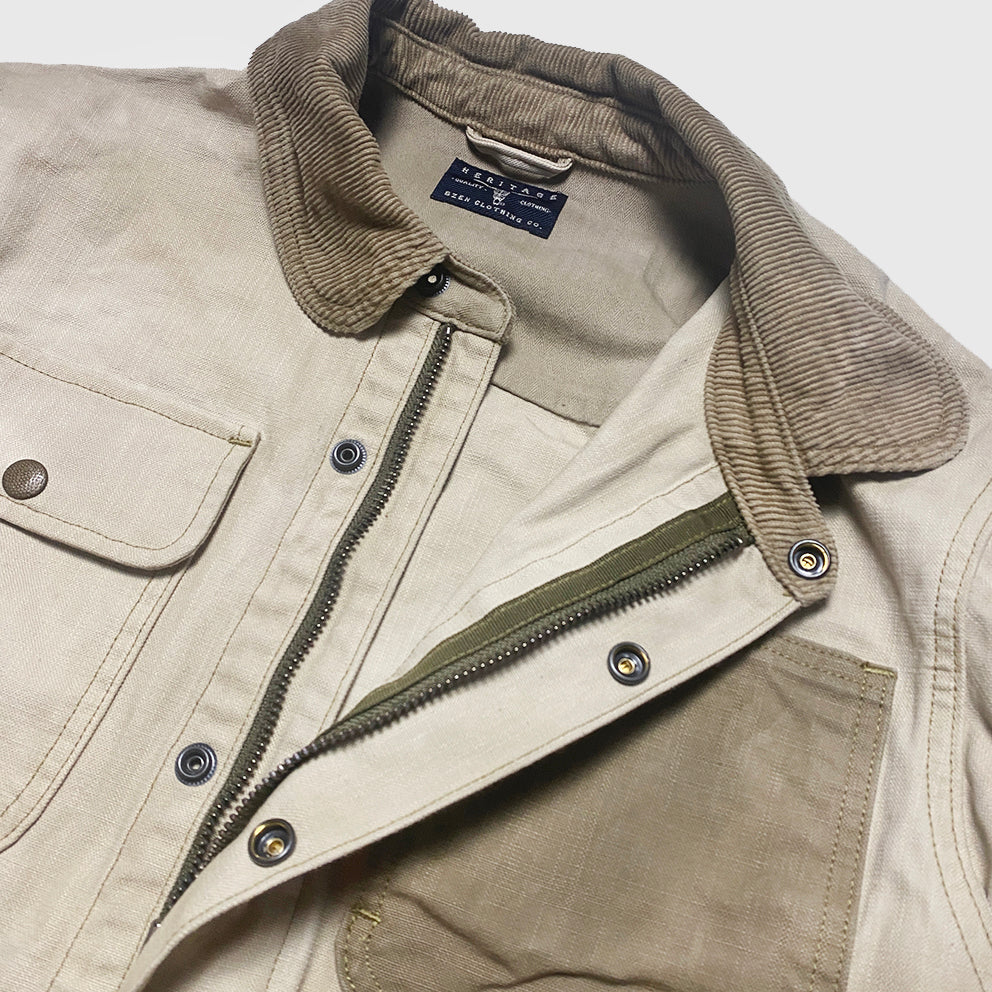 Bzen M.3315 Maverick4 CS Regular Fit Zip Up 4 Pocket Veggie Dyed Canvas Jacket 12.5oz E0 (Sand)