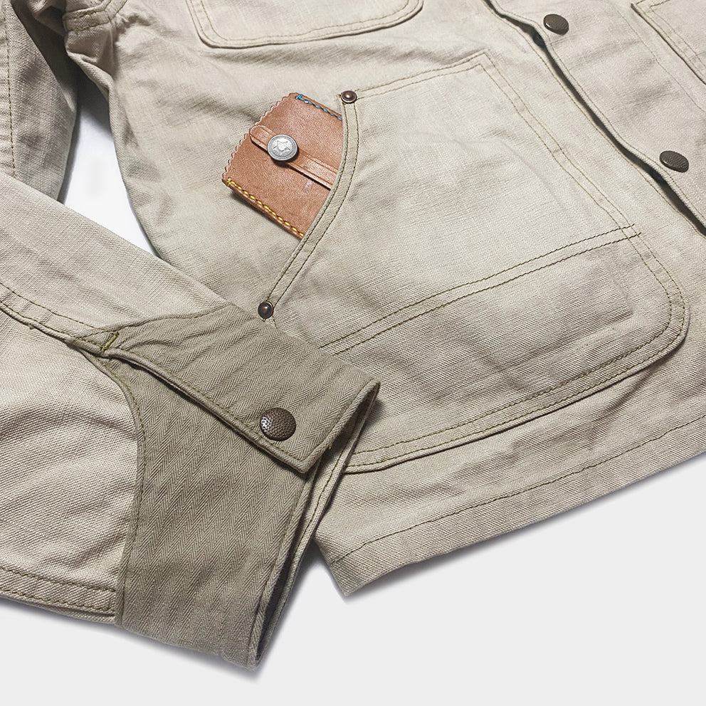 Bzen M.3315 Maverick4 CS Regular Fit Zip Up 4 Pocket Veggie Dyed Canvas Jacket 12.5oz E0 (Sand)
