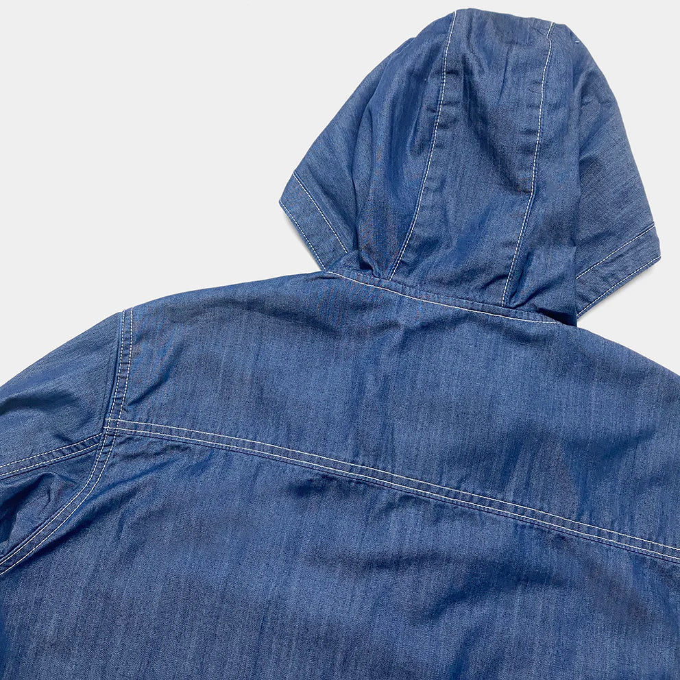 BZEN M.3016 AO2-2P REGULAR FIT 4 BUTTON SMOCK HOODIE COTTON TENCEL WITH 2 FLAP POCKET SHIRT-6OZ-E0 INDIGO
