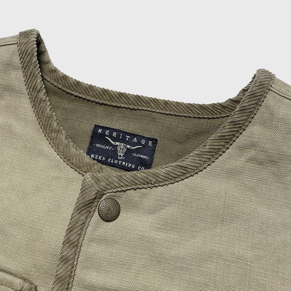 BZEN M.3203R SILAS4-CS REGULAR FIT 4 POCKET VEGGIE DYED CANVAS VEST-12.5OZ-E0 SAND