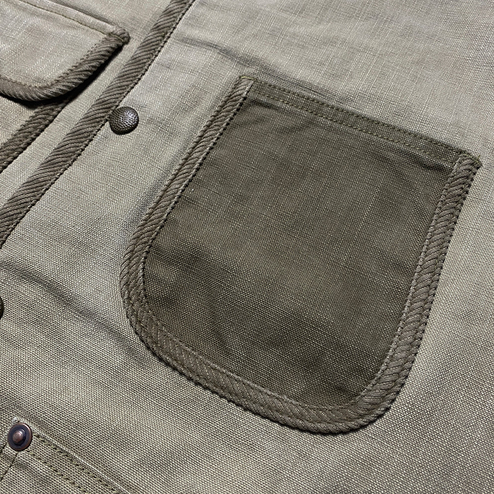 BZEN M.3203R SILAS4-CS REGULAR FIT 4 POCKET VEGGIE DYED CANVAS VEST-12.5OZ-E0 SAND