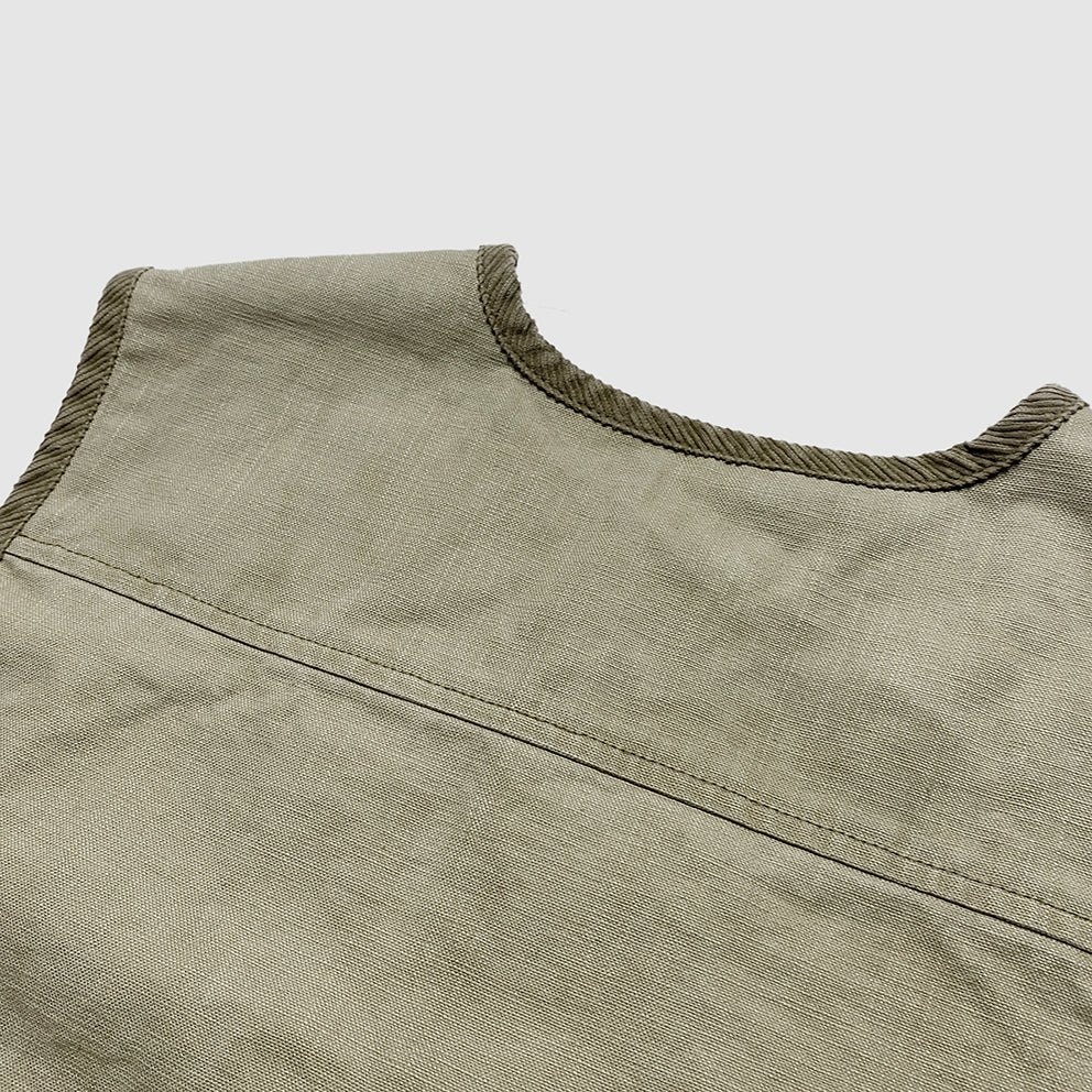 BZEN M.3203R SILAS4-CS REGULAR FIT 4 POCKET VEGGIE DYED CANVAS VEST-12.5OZ-E0 SAND
