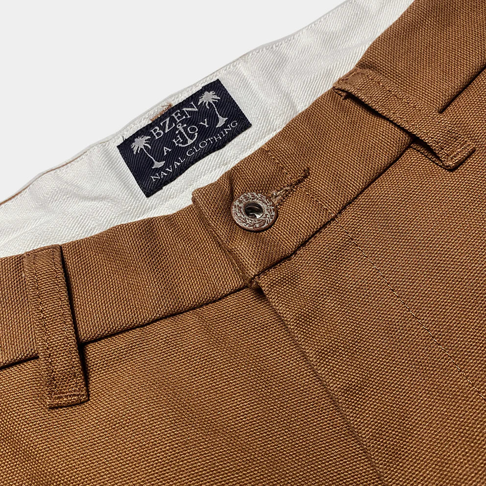 BZEN M.1281 COXON-CR REGULAR FIT CANVAS BERMUDA-12oz-E0 RUST