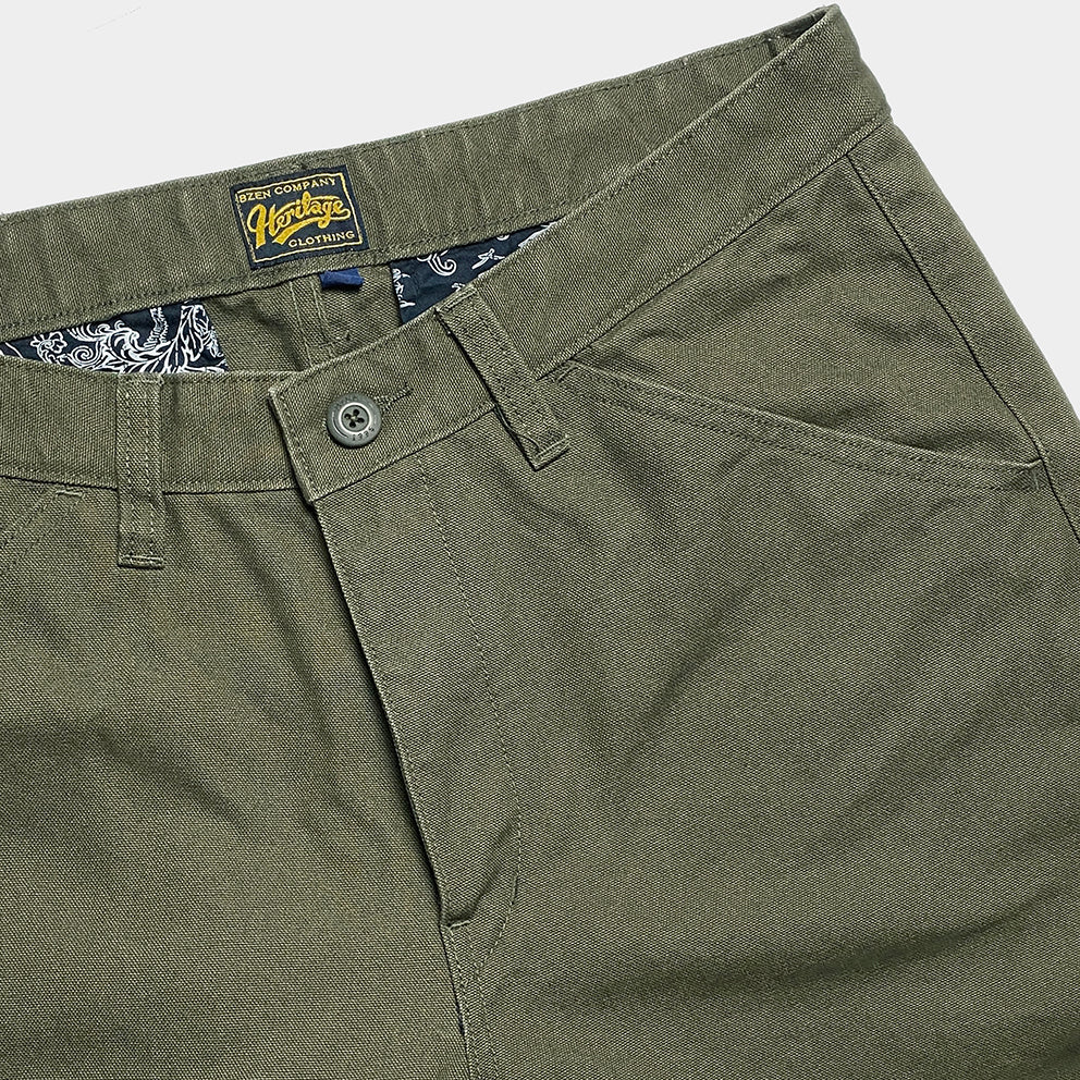BZEN M.1136 RORY-CAG RELAX FIT FLAT FRONT 4 POCKET CANVAS PANT-12OZ-ARMY GREEN