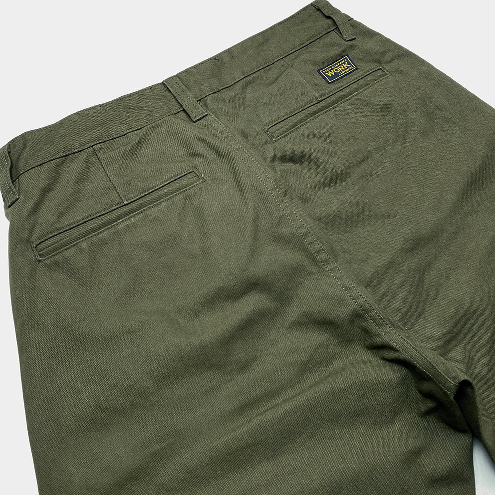 BZEN M.1136 RORY-CAG RELAX FIT FLAT FRONT 4 POCKET CANVAS PANT-12OZ-ARMY GREEN