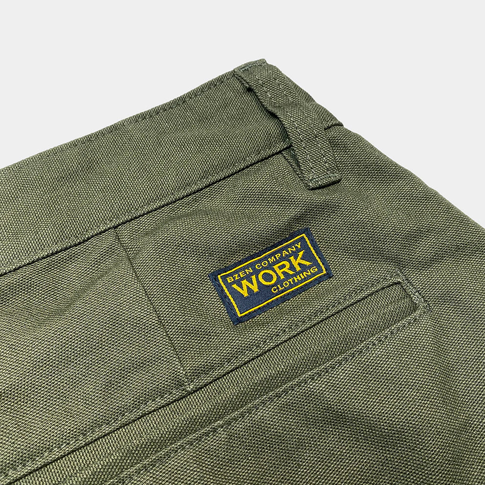 BZEN M.1136 RORY-CAG RELAX FIT FLAT FRONT 4 POCKET CANVAS PANT-12OZ-ARMY GREEN