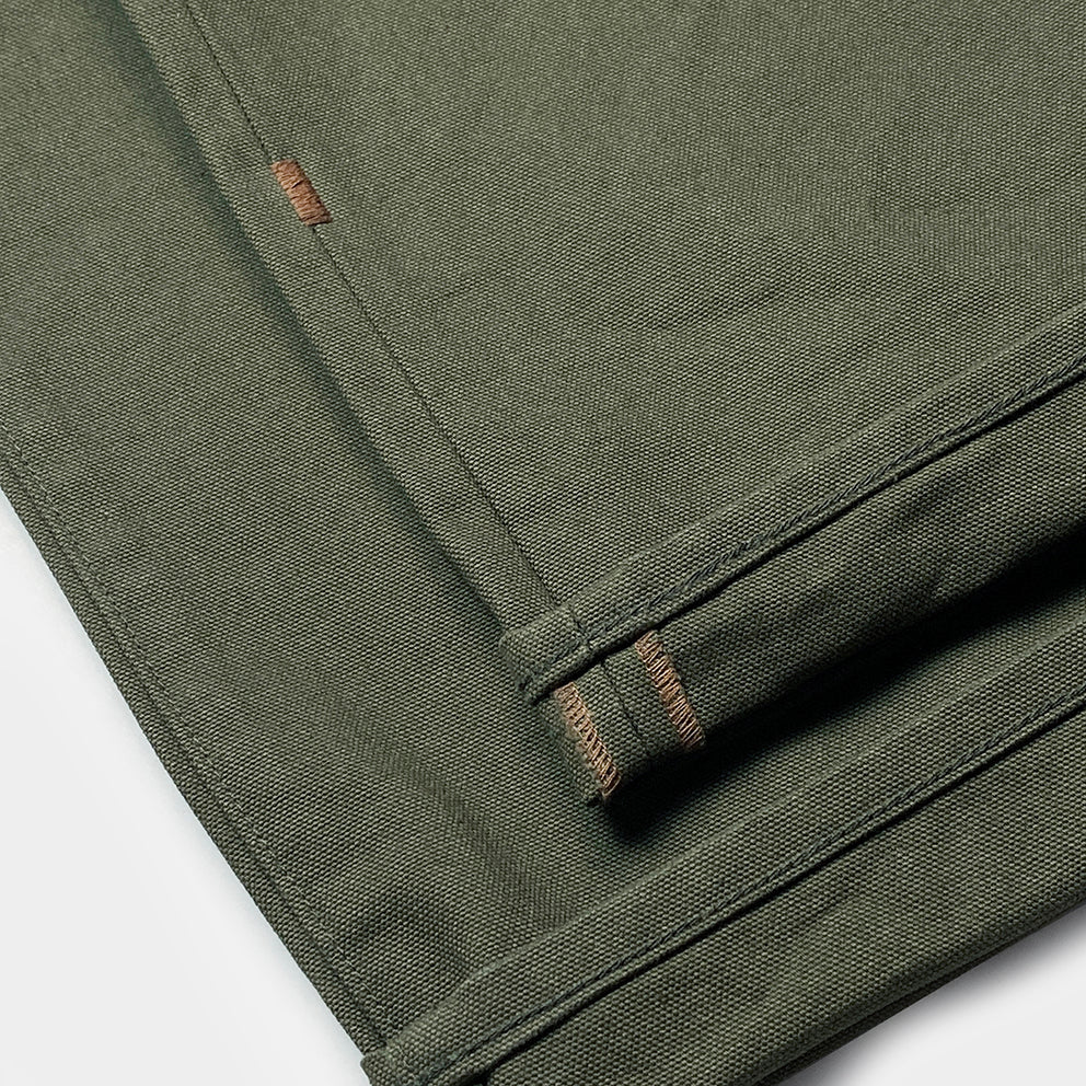 BZEN M.1136 RORY-CAG RELAX FIT FLAT FRONT 4 POCKET CANVAS PANT-12OZ-ARMY GREEN