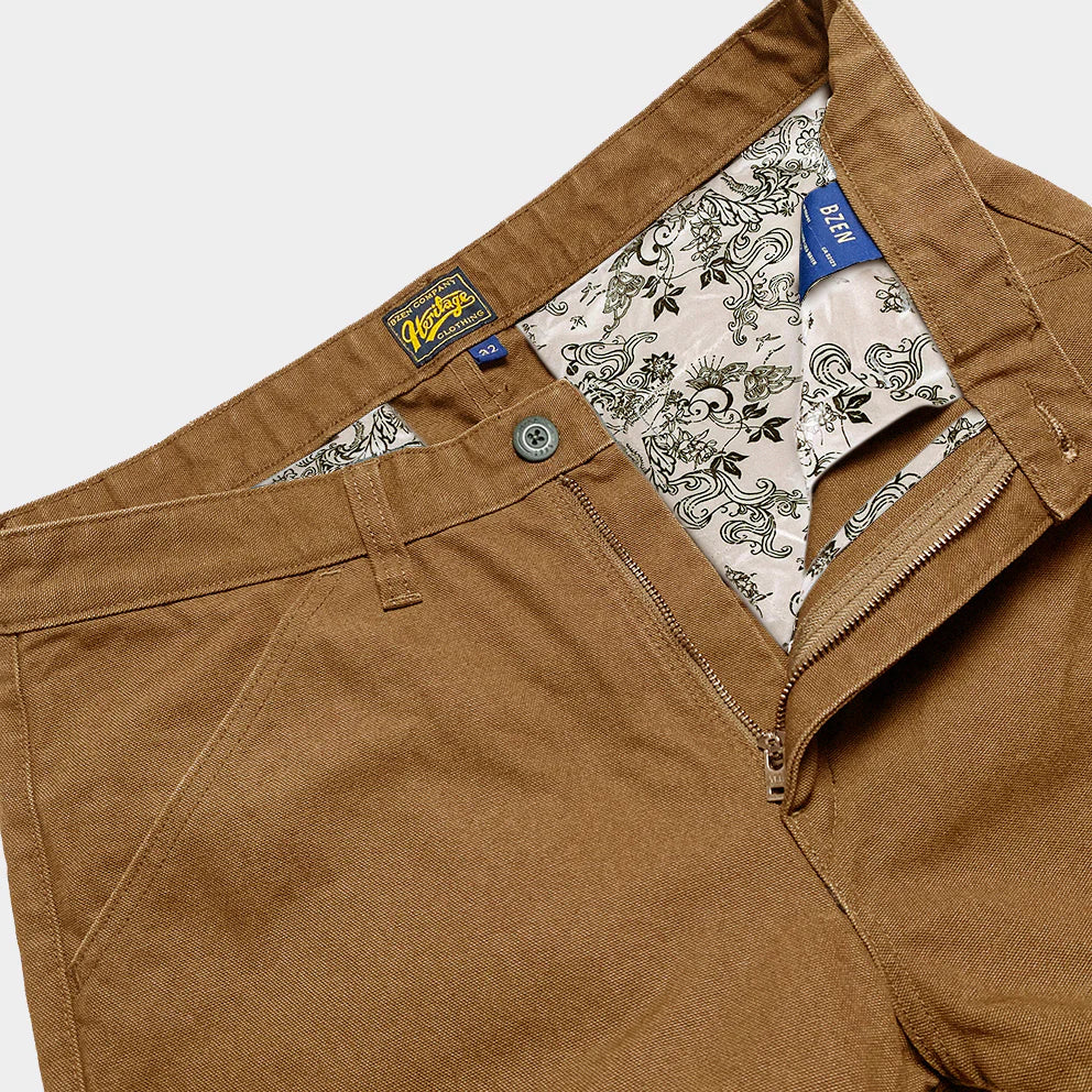 BZEN M.1136 RORY-CR RELAX FIT FLAT FRONT 4 POCKET CANVAS PANT-12OZ-RUST
