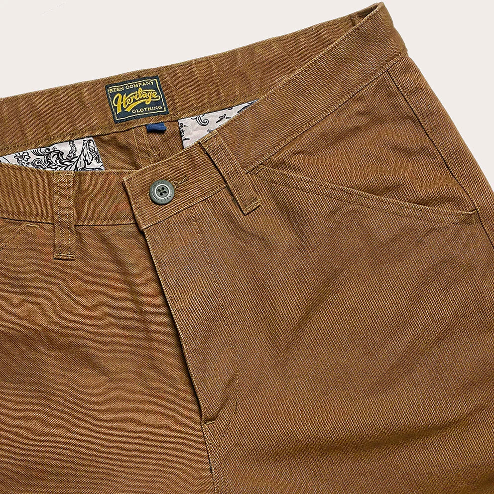 BZEN M.1136 RORY-CR RELAX FIT FLAT FRONT 4 POCKET CANVAS PANT-12OZ-RUST