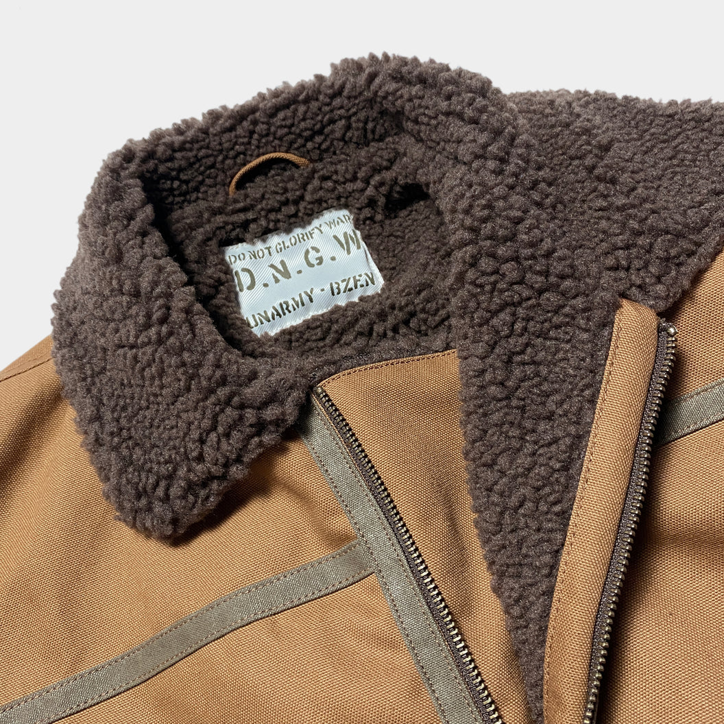 BZEN M.3054 GENGHIS-CR REGULAR FIT RAF WW2 INSPIRED AVIATOR FLYING GRIZZLY RUST CANVAS JACKET-12OZ-E0 RUST