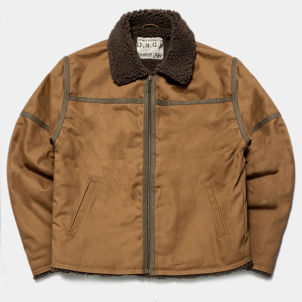 BZEN M.3054 GENGHIS-CR REGULAR FIT RAF WW2 INSPIRED AVIATOR FLYING GRIZZLY RUST CANVAS JACKET-12OZ-E0 RUST