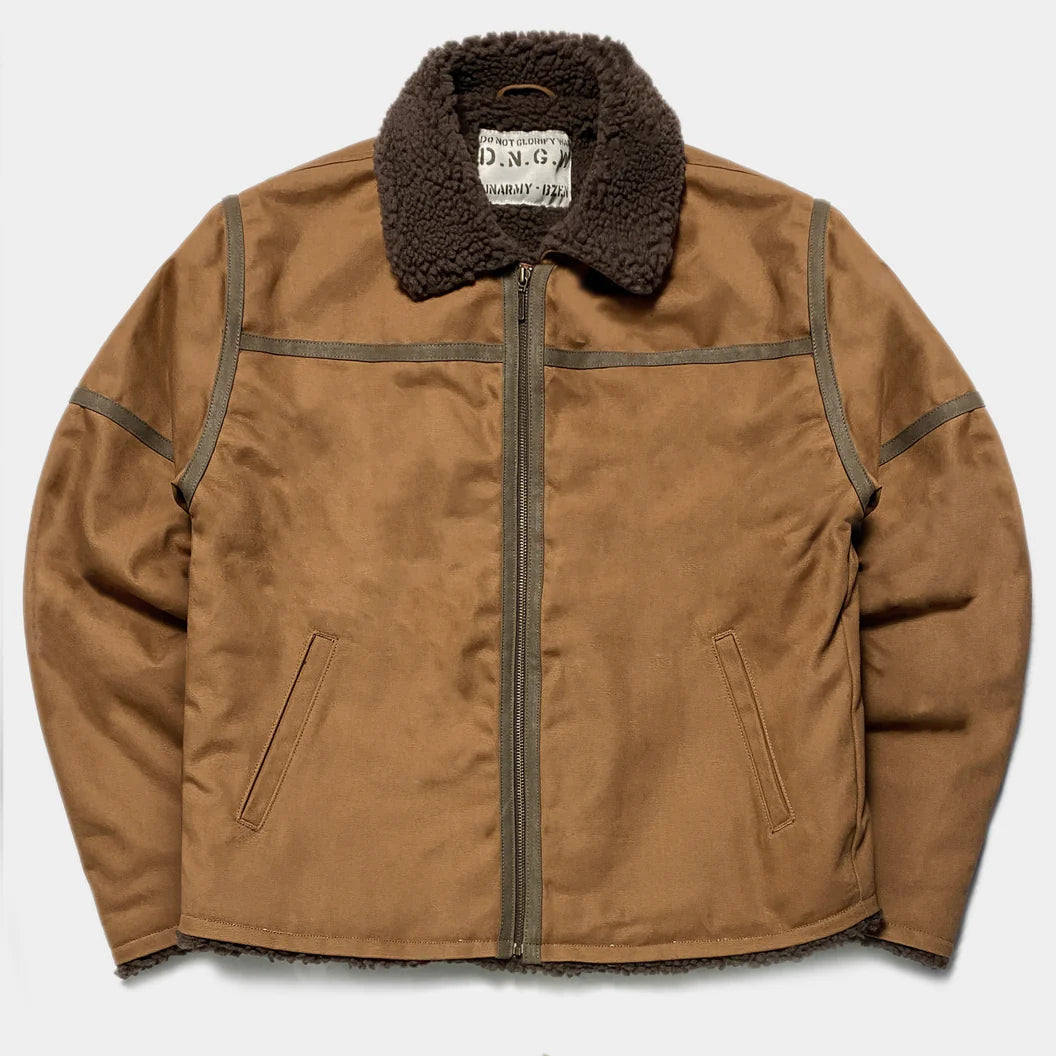 BZEN M.3054 GENGHIS-CR REGULAR FIT RAF WW2 INSPIRED AVIATOR FLYING GRIZZLY RUST CANVAS JACKET-12OZ-E0 RUST