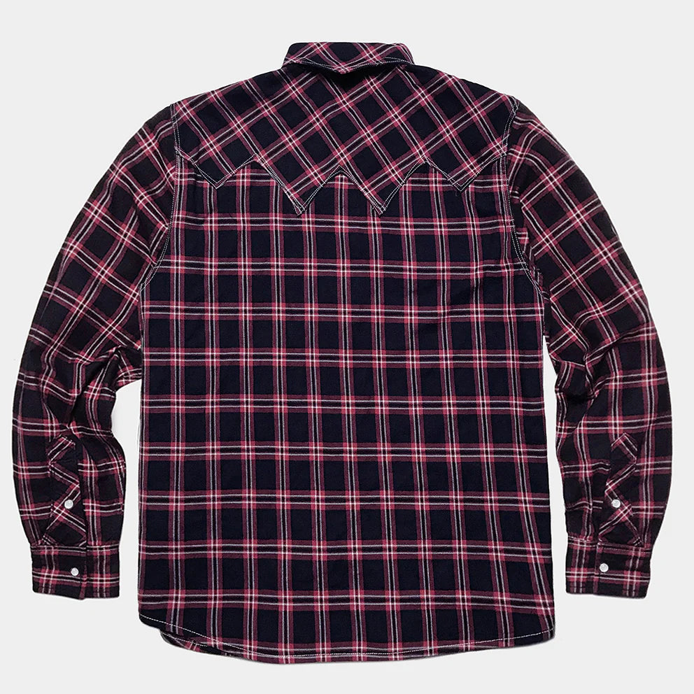 DDL 319R-DIABLO SWT-CR REGULAR FIT 2 POCKET WESTERN INDIGO RED CHECK SHIRT-6.5OZ-E1 INDIGO CHECK